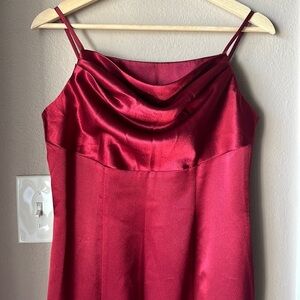 DYNASTY LONDON Burgundy Drape Neck Floor Length Dress